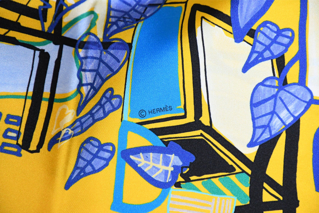 Hermes Scarf Modernisme tropical 90 cm silk yellow modernism Carre 35"