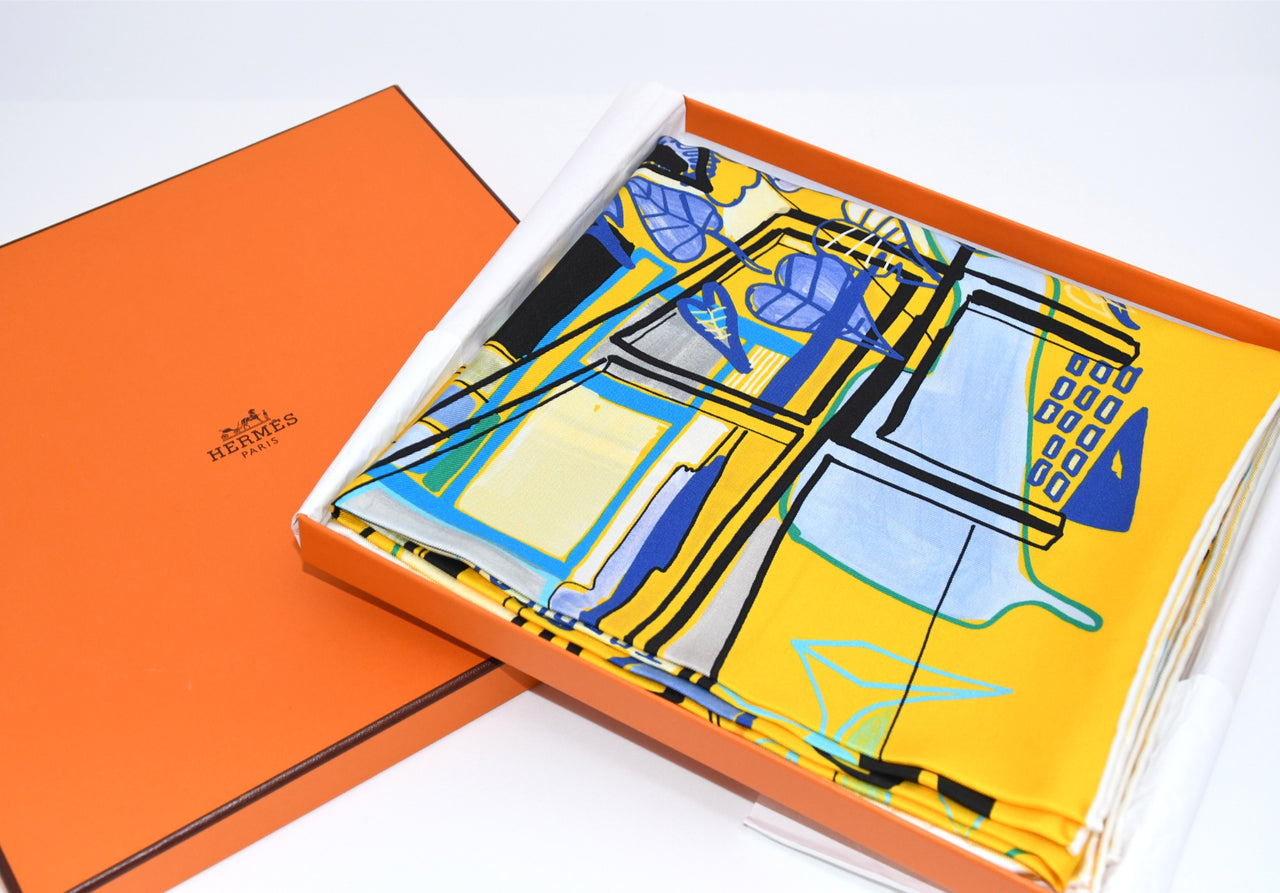 Hermes Scarf Modernisme tropical 90 cm silk yellow modernism Carre 35"