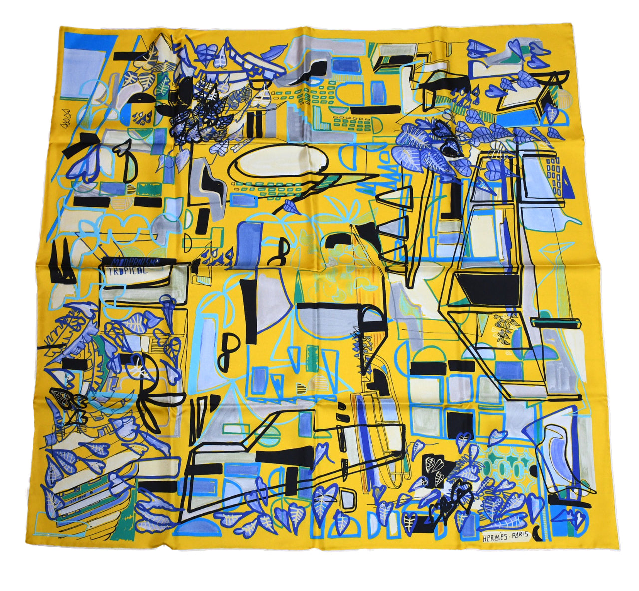 Hermes Scarf Modernisme tropical 90 cm silk yellow modernism Carre 35"