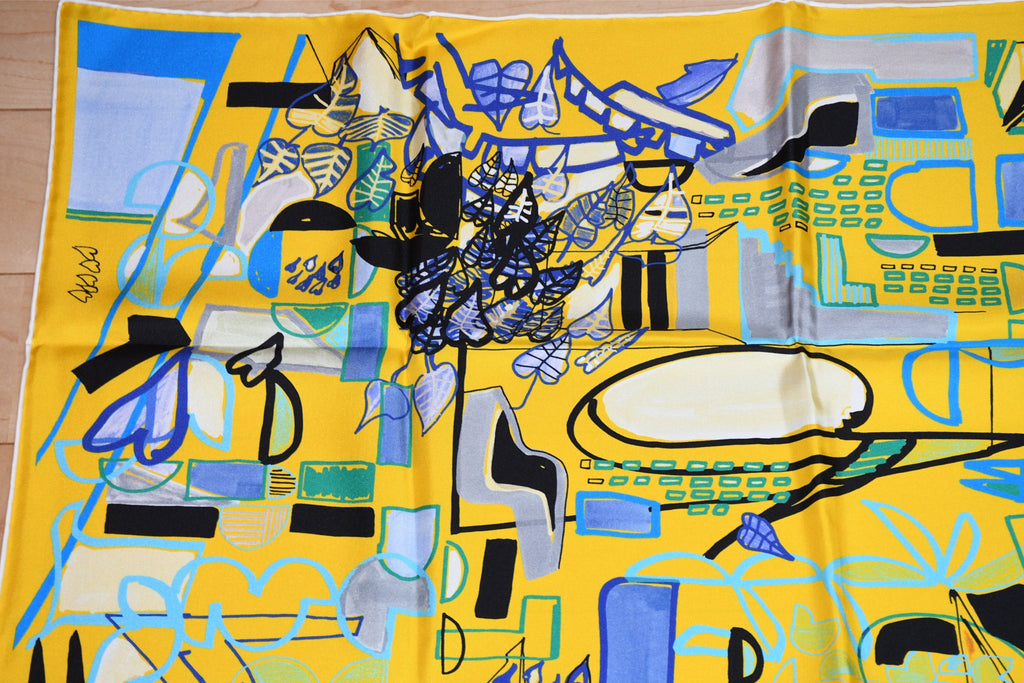Hermes Scarf Modernisme tropical 90 cm silk yellow modernism Carre 35"