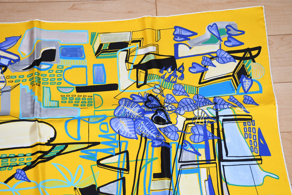 Hermes Scarf Modernisme tropical 90 cm silk yellow modernism Carre 35"