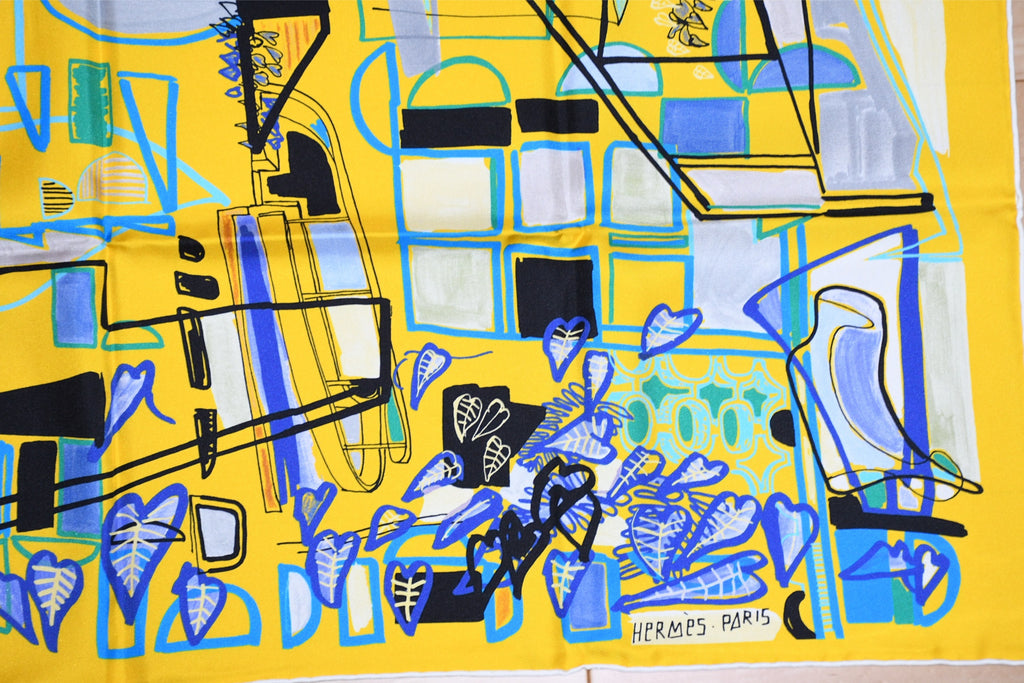 Hermes Scarf Modernisme tropical 90 cm silk yellow modernism Carre 35"