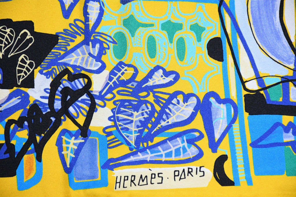 Hermes Scarf Modernisme tropical 90 cm silk yellow modernism Carre 35"