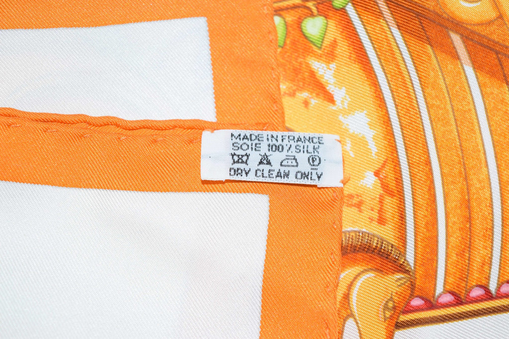 Hermes Scarf Monnaies Et Symboles Des Parisii 90 cm Silk Orange RAK