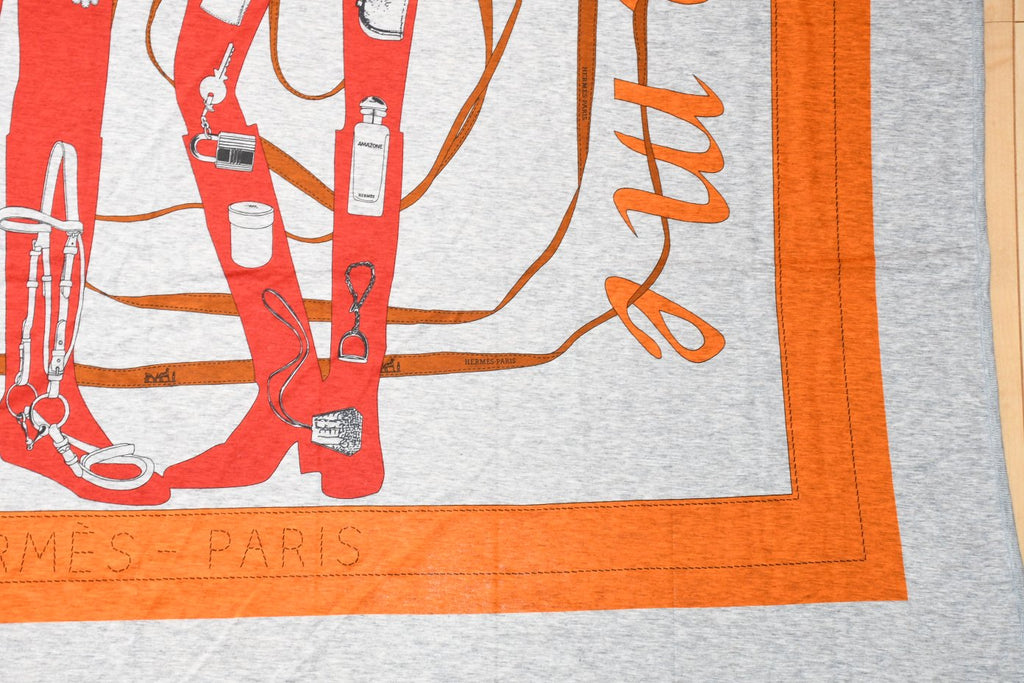 Hermes Scarf Monsieur et Madame 100 x 100 cm cotton gray Carre