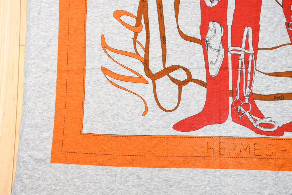 Hermes Scarf Monsieur et Madame 100 x 100 cm cotton gray Carre