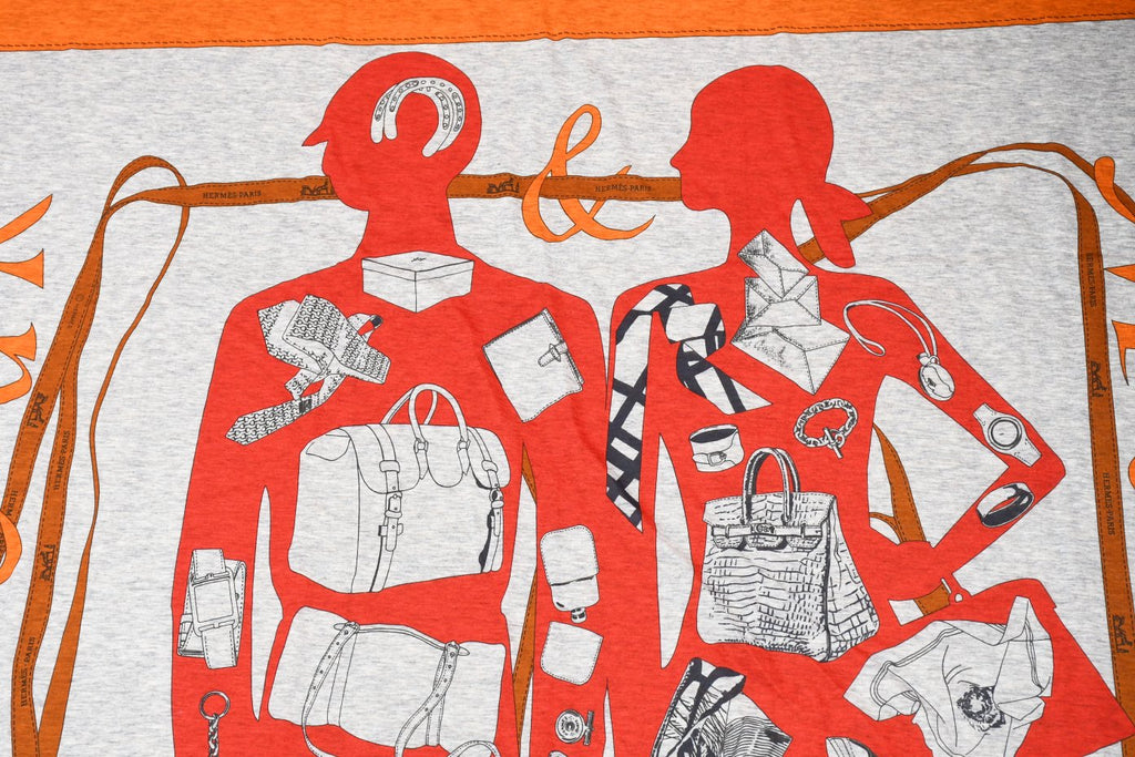 Hermes Scarf Monsieur et Madame 100 x 100 cm cotton gray Carre