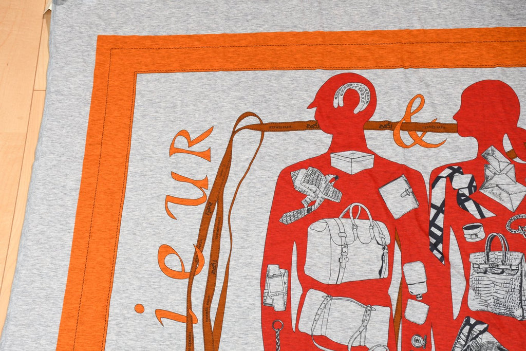 Hermes Scarf Monsieur et Madame 100 x 100 cm cotton gray Carre