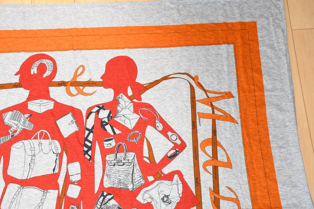 Hermes Scarf Monsieur et Madame 100 x 100 cm cotton gray Carre