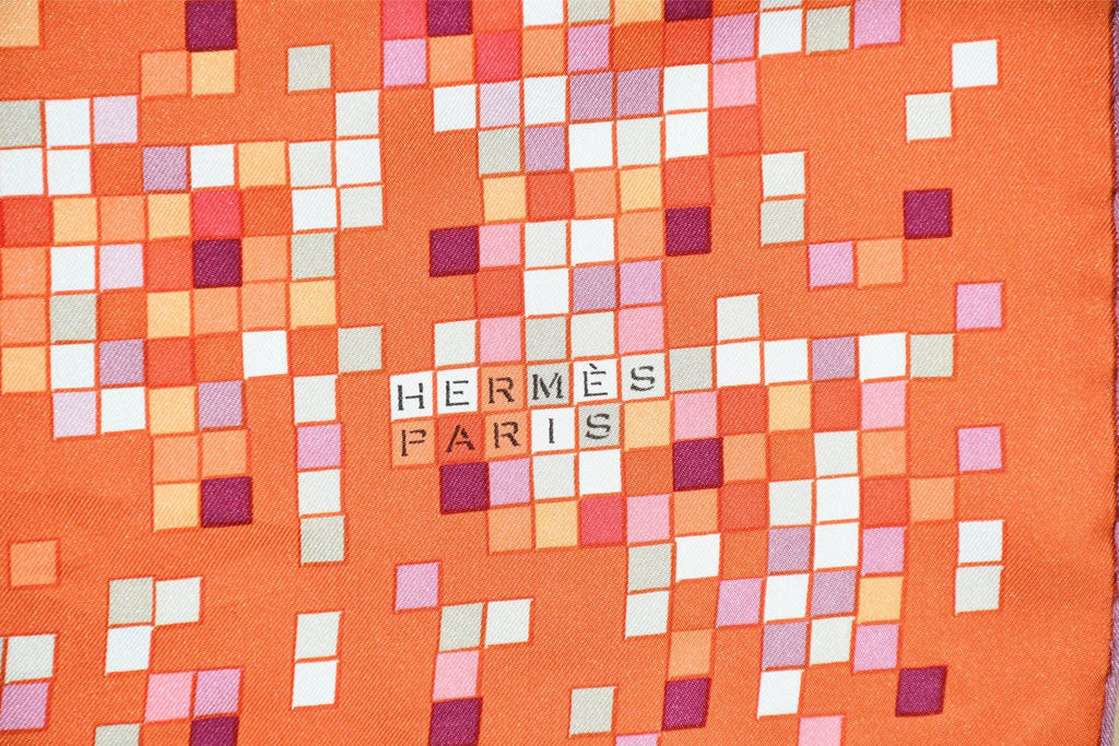 Hermes Scarf Mosaique au 24 silk 90 cm orange horse Carre 35"