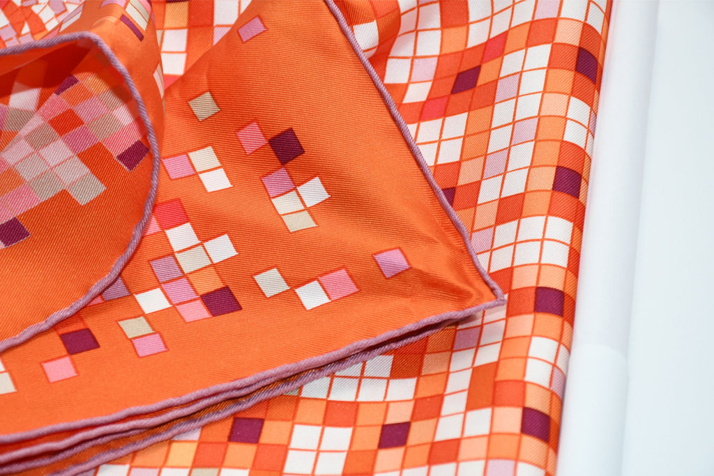 Hermes Scarf Mosaique au 24 silk 90 cm orange horse Carre 35"