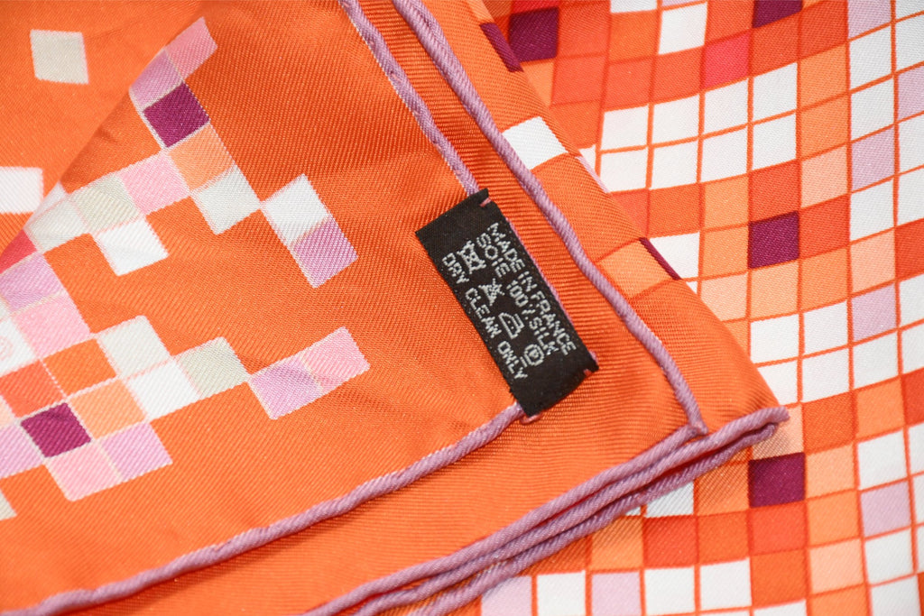 Hermes Scarf Mosaique au 24 silk 90 cm orange horse Carre 35"