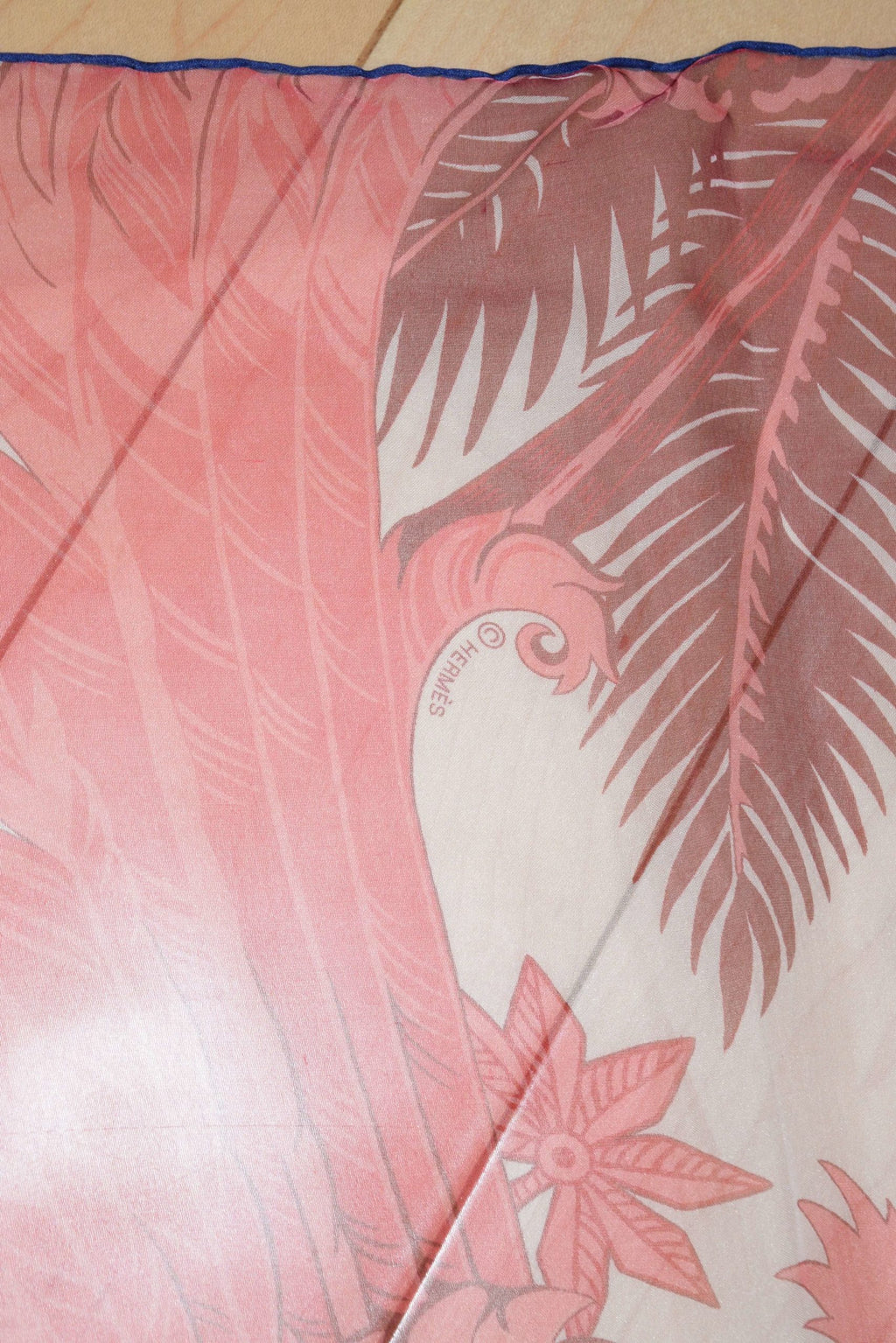 Hermes Scarf Mythique Phoenix 63 x 180 cm Chiffon Silk muslin rose green Shawl