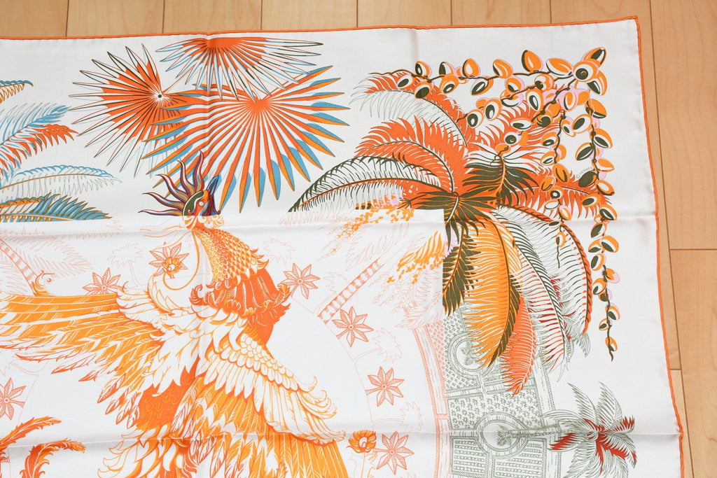 Hermes Scarf Mythiques Phoenix Coloriage 90 cm silk orange Carre mythology 35"