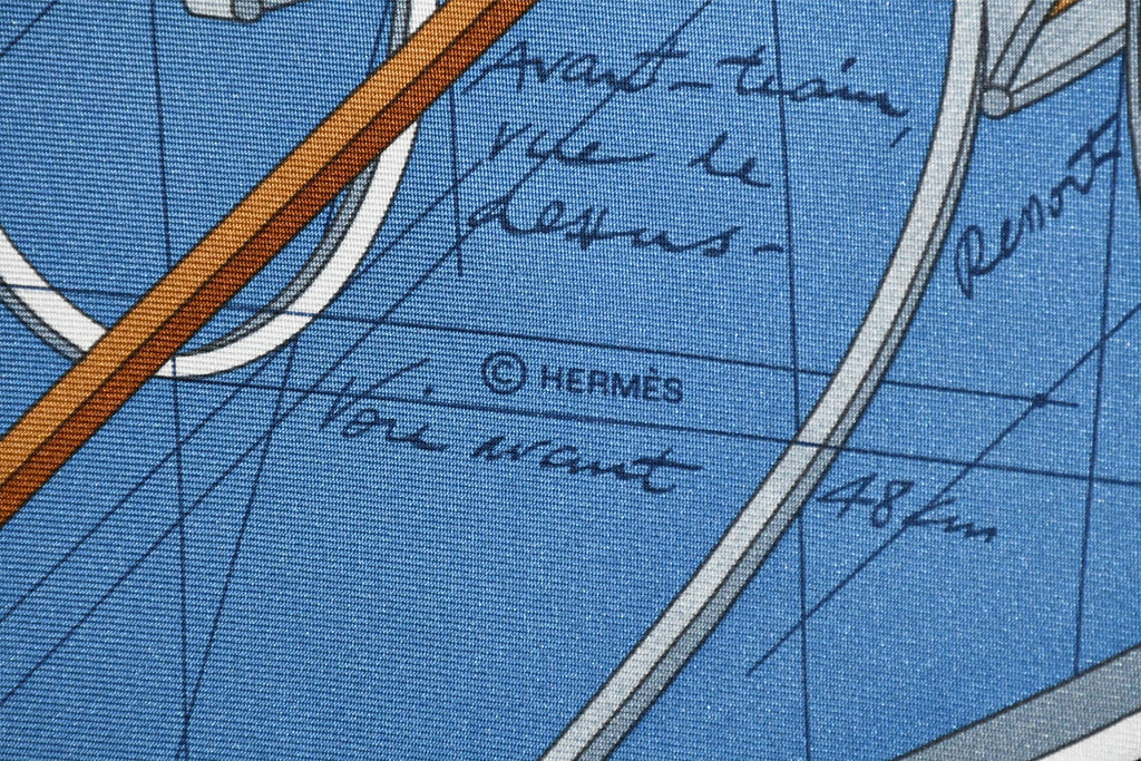 Hermes Scarf PETIT DUC 90 cm silk blue horse carriage 35"