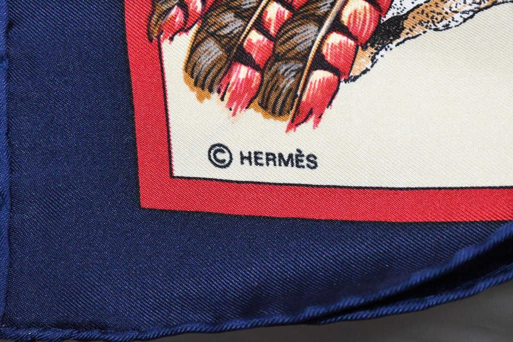 Hermes Scarf Pani La Shar Pawnee 90 cm silk beige Carre native vintage
