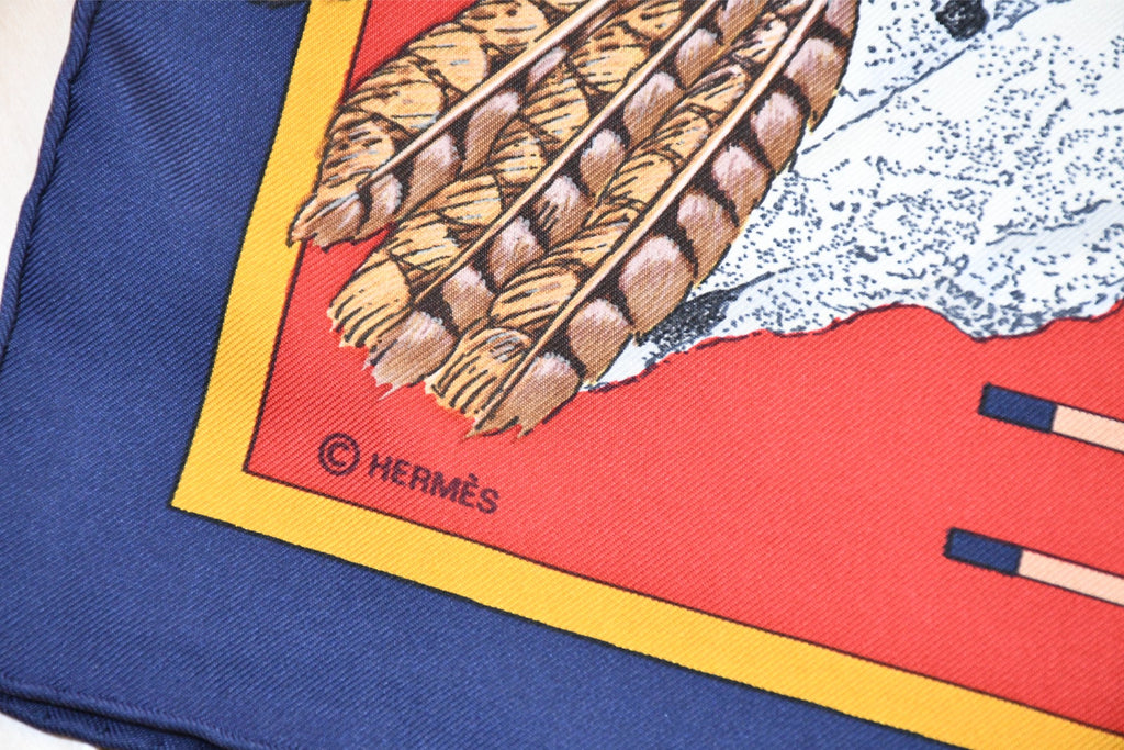 Hermes Scarf Pani La Shar Pawnee 90 cm silk red native american Carre