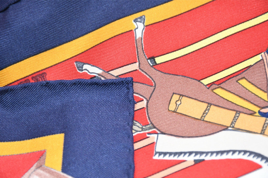 Hermes Scarf Pani La Shar Pawnee 90 cm silk red native american Carre