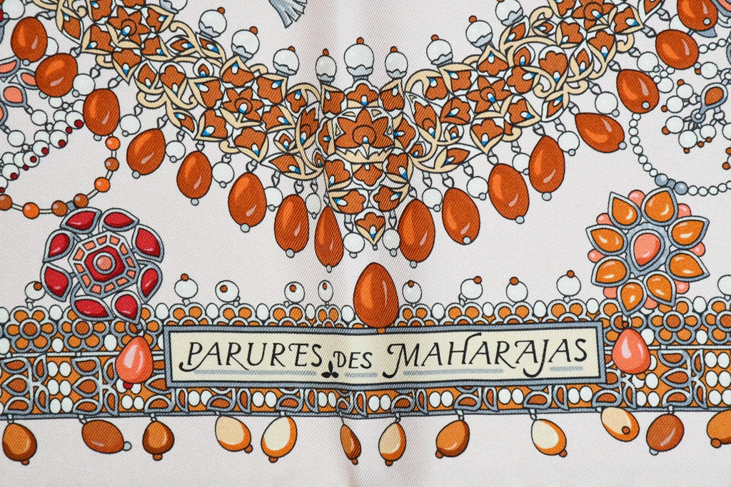 Hermes Scarf Parures des Maharajas Silk 90 cm pink Carre jewelry 35"
