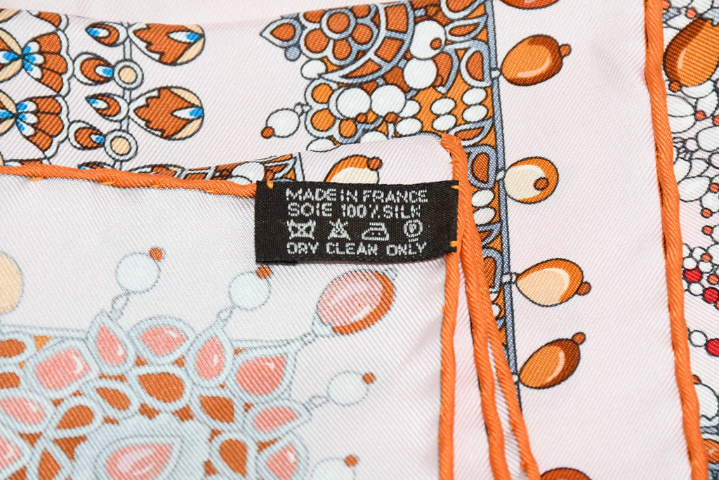 Hermes Scarf Parures des Maharajas Silk 90 cm pink Carre jewelry 35"