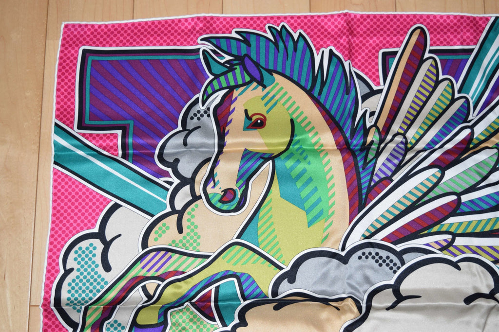 Hermes Scarf Pegase Pop Silk 70 cm Pink Carre Pegasus 27.5" inch RA3