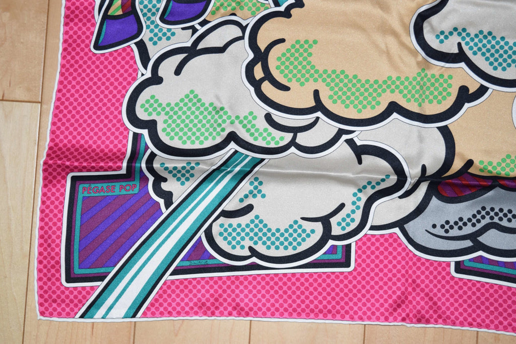 Hermes Scarf Pegase Pop Silk 70 cm Pink Carre Pegasus 27.5" inch RA3