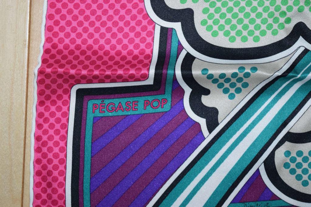 Hermes Scarf Pegase Pop Silk 70 cm Pink Carre Pegasus 27.5" inch RA3