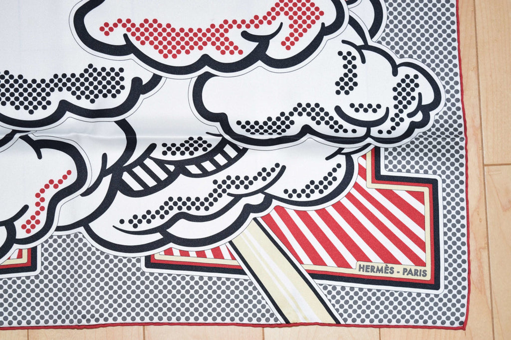 Hermes Scarf Pegase Pop Silk 70 cm Red white Carre Pegasus 27.5" inch ME2