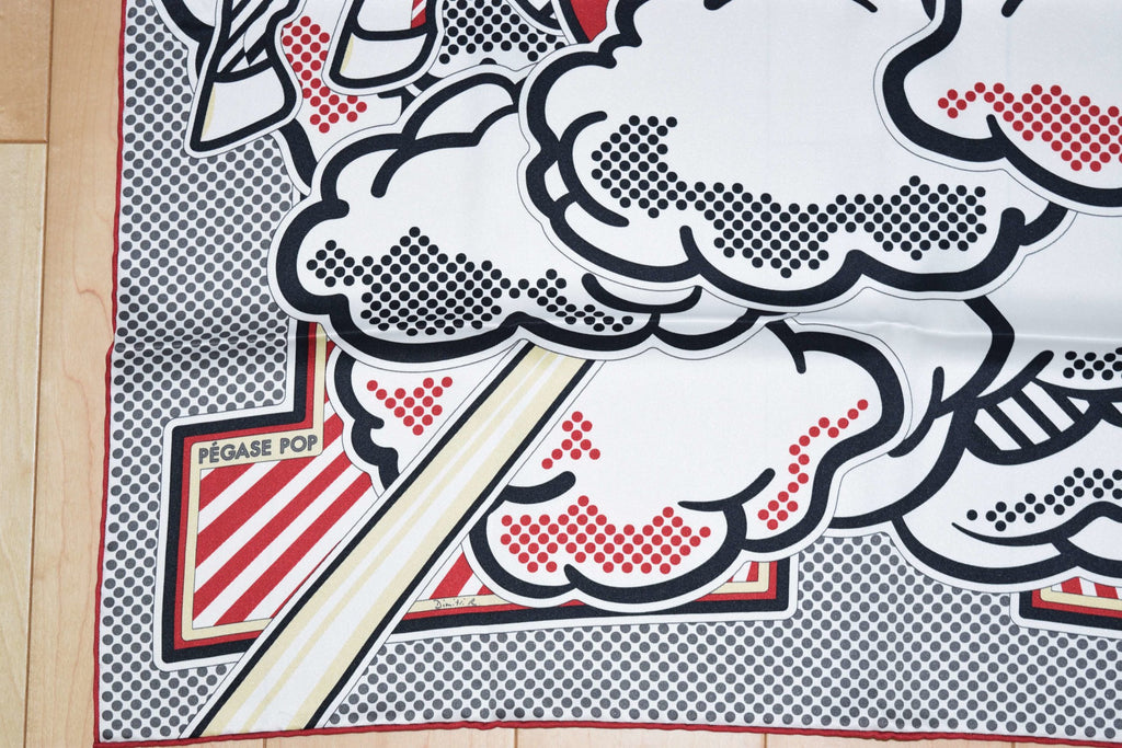Hermes Scarf Pegase Pop Silk 70 cm Red white Carre Pegasus 27.5" inch ME2