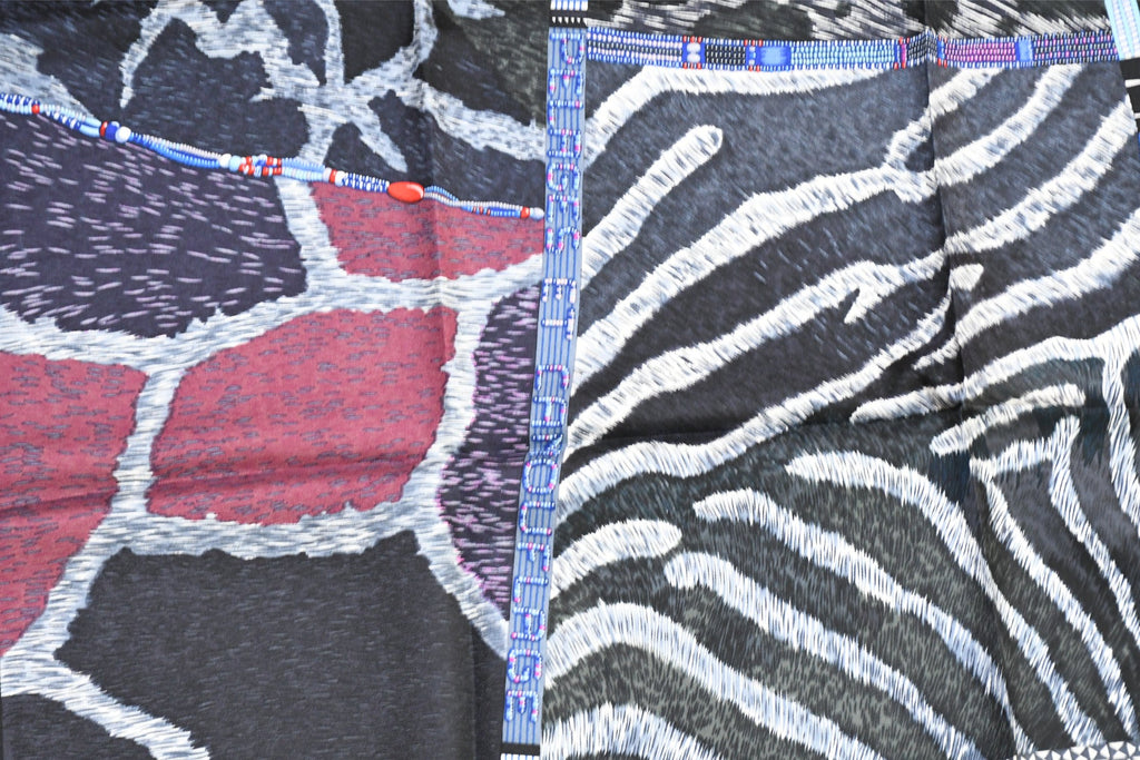 Hermes Scarf Pelages et Camouflage by Aline Honore 90 cm silk pink Carre zebra 35"