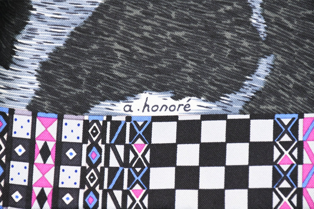 Hermes Scarf Pelages et Camouflage by Aline Honore 90 cm silk pink Carre zebra 35"