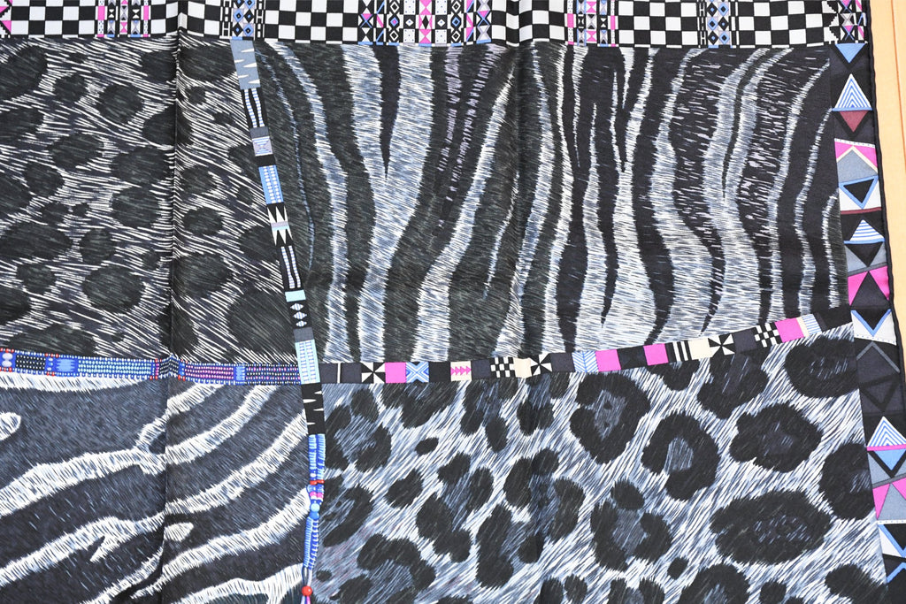 Hermes Scarf Pelages et Camouflage by Aline Honore 90 cm silk pink Carre zebra 35"