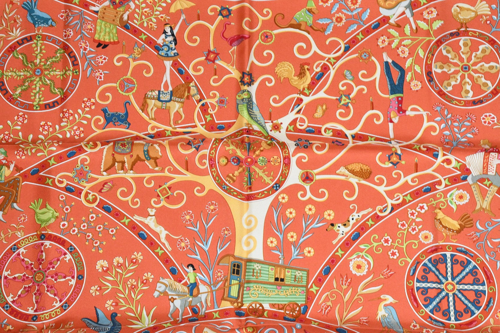 Hermes Scarf Peuple du Vent 90 cm Silk orange Carre wind bird 35
