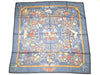 Hermes Scarf Pierres d'Orient et d'Occident 90 cm Chiffon Silk mousseline Blue 35"