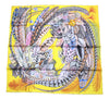 Hermes Scarf Plumes en Fete 90 cm silk yellow Carre bird feather 35"