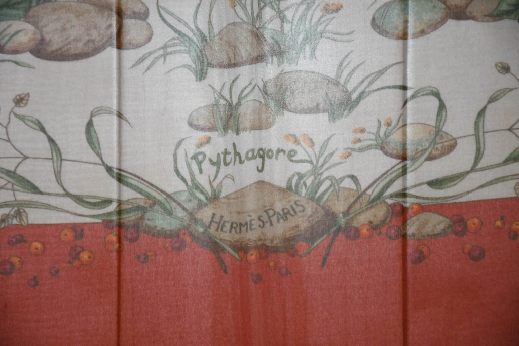 Hermes Scarf Pythagore 90 cm Chiffon Silk mousseline flower star muslin 35"