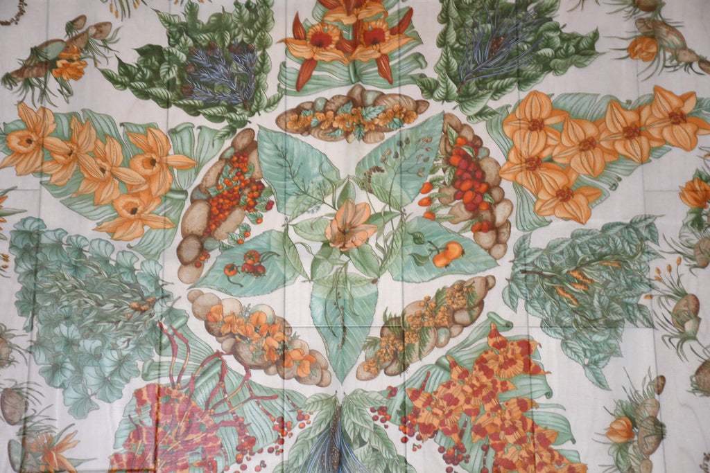Hermes Scarf Pythagore 90 cm Chiffon Silk mousseline flower star muslin 35"