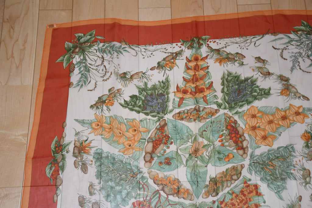 Hermes Scarf Pythagore 90 cm Chiffon Silk mousseline flower star muslin 35"