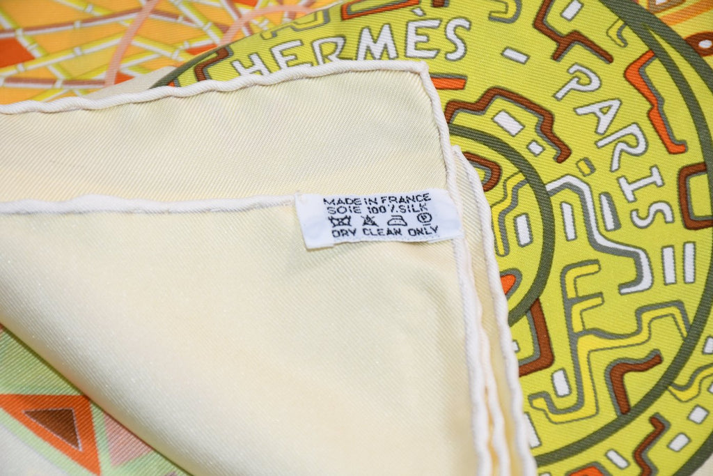 Hermes Scarf Reves d'Escargots 90 cm silk yellow cream snail dream Carre