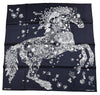 Hermes Scarf Robe Legere 90 cm silk black Carre flower horse 35" New w/ Tag