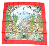 Hermes Scarf SICHUAN 90 cm by Robert Dallet red Carre Panda animal bird 35"