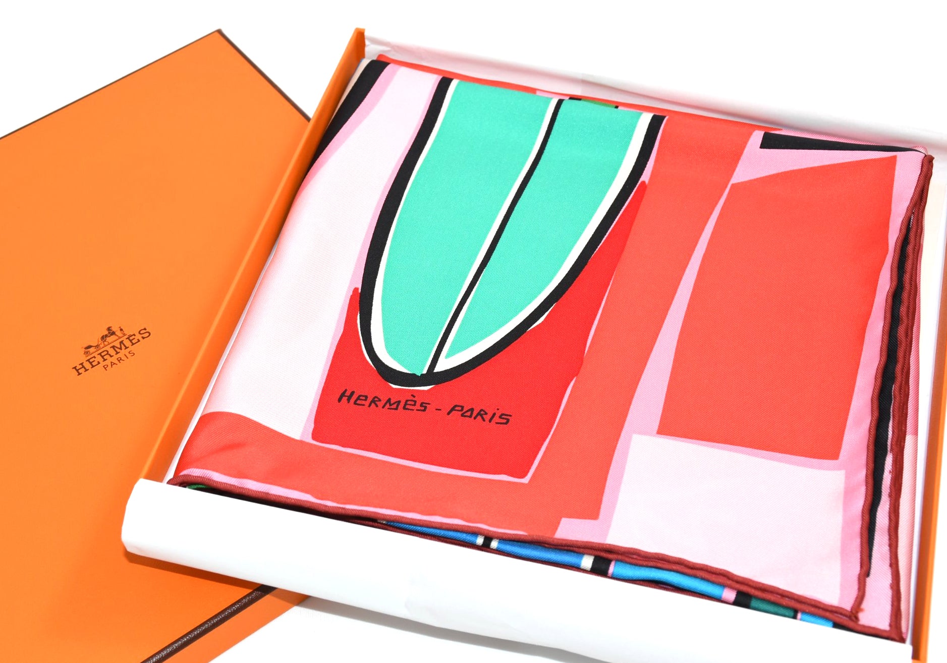 Hermes Scarf Sea Surf and Fun 90 cm silk pink Carre surfboard