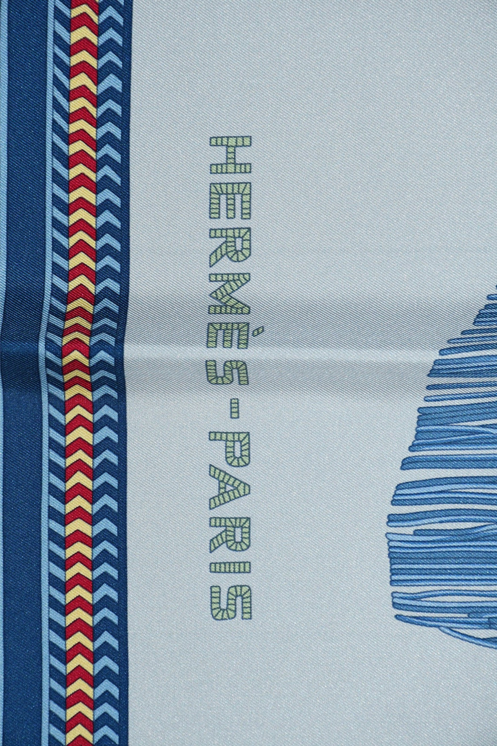 Hermes Scarf Selle des Steppes 90 cm silk blue horse saddle 35"
