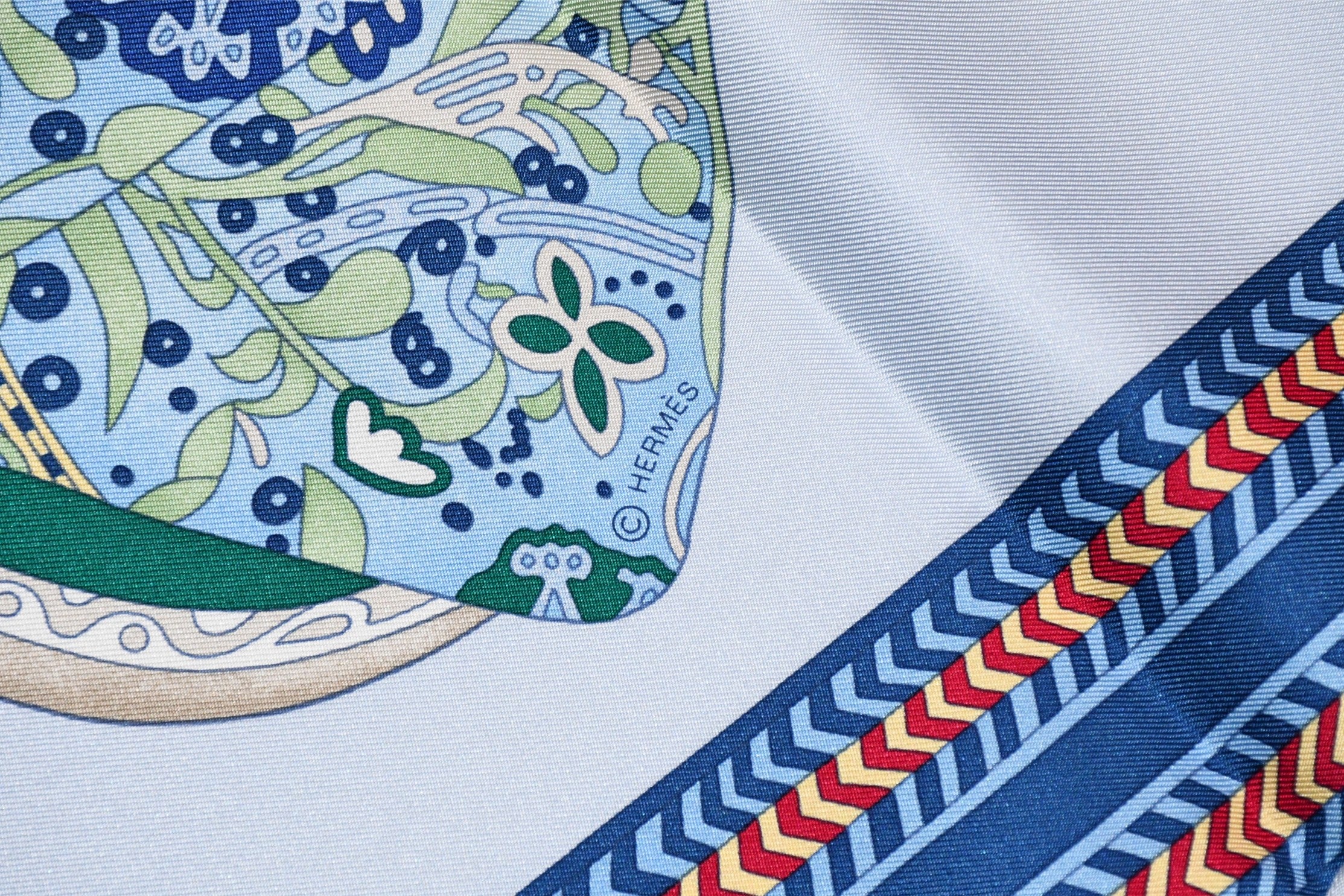 Hermes Scarf Selle des Steppes 90 cm silk blue horse saddle 35