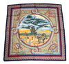 Hermes Scarf Sous le Cedre silk 90 cm navy blue red Carre Himalayas cedar 35"