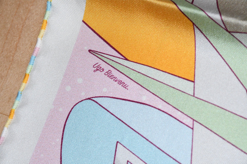 Hermes Scarf Space Derby 90 cm silk pink Carre horse racing 0083