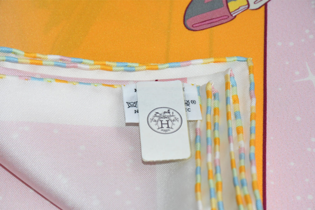 Hermes Scarf Space Derby 90 cm silk pink Carre horse racing 0083