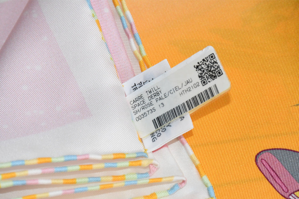 Hermes Scarf Space Derby 90 cm silk pink Carre horse racing 0083