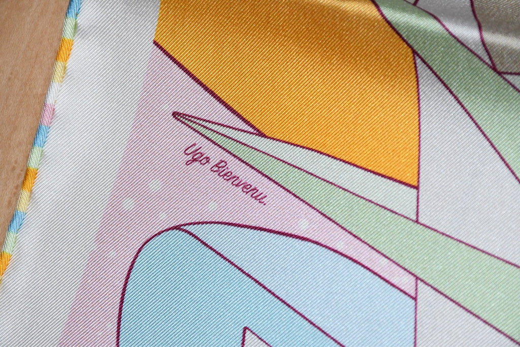 Hermes Scarf Space Derby 90 cm silk pink Carre horse racing 35"