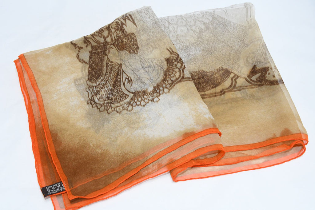 Hermes Scarf Splendeur Des Maharajas 90 cm Chiffon Silk mousseline muslin 35"